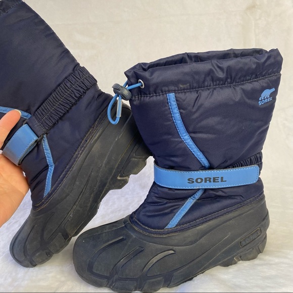 Sorel Blue Black Winter Boots Velcro - Picture 5 of 8